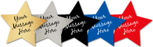 "Your message here" on horizontal line of stars