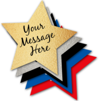 "Your message here" on stack of colored stars