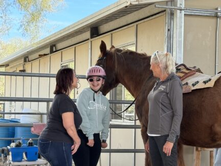 Mia laughing with Heidi, Roz and Frisco