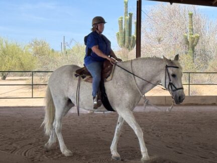 Lynne riding Barbara