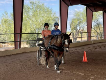 Regan and Rebecca driving Nutmeg